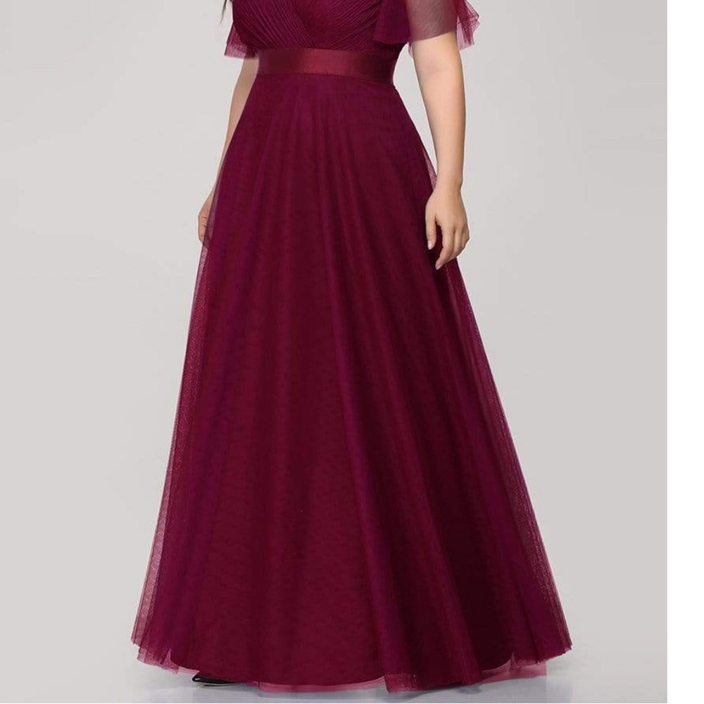 NWT Ever Pretty Flattering Burgundy gown formal 8-10 - Picture 5 of 13